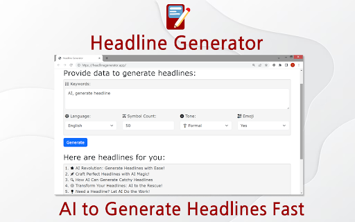Headline Generator  from Chrome web store to be run with OffiDocs Chromium online