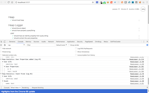 Heap Analytics Debugger  from Chrome web store to be run with OffiDocs Chromium online