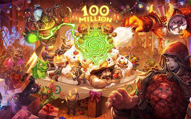 Thème Hearthstone : 100 millions de joueurs ! de la boutique en ligne Chrome à exécuter avec OffiDocs Chromium en ligne