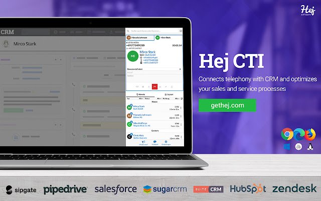 Chrome 网上商店的 Hej CTI 将与 OffiDocs Chromium 在线运行