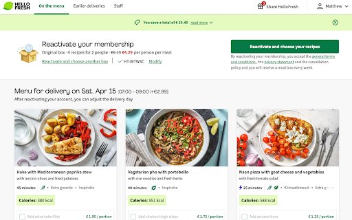 HelloFresh Chrome Helper  from Chrome web store to be run with OffiDocs Chromium online