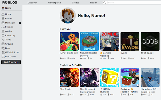 Hello, Roblox!  from Chrome web store to be run with OffiDocs Chromium online