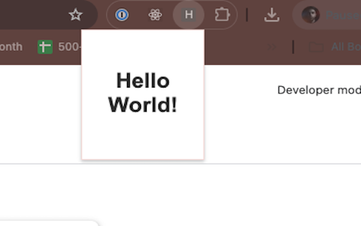 Hello World Extension  from Chrome web store to be run with OffiDocs Chromium online
