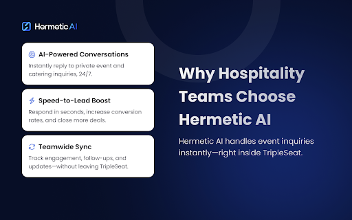 Hermetic AI TripleSeat Integration from Chrome web store to be run with OffiDocs Chromium online Hermetic AI TripleSeat Integration from Chrome web store to be run with OffiDocs Chromium online