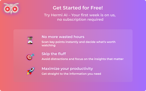 Hermi AI: YouTube Summarizer  from Chrome web store to be run with OffiDocs Chromium online