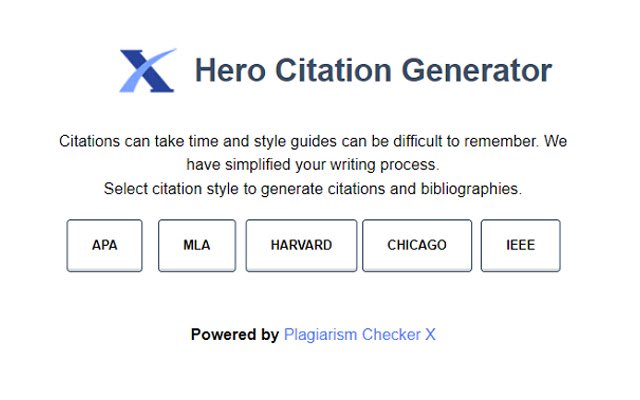 Chrome ウェブストアの Hero Citation Generator を OffiDocs Chromium online で実行