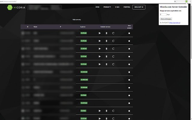 Hicoria.com Server Extender  from Chrome web store to be run with OffiDocs Chromium online
