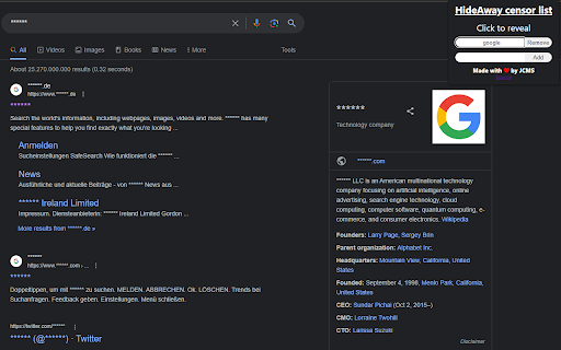 HideAway  from Chrome web store to be run with OffiDocs Chromium online