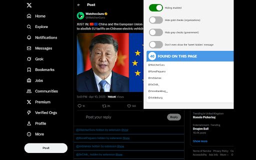 Hide Blue Check  from Chrome web store to be run with OffiDocs Chromium online