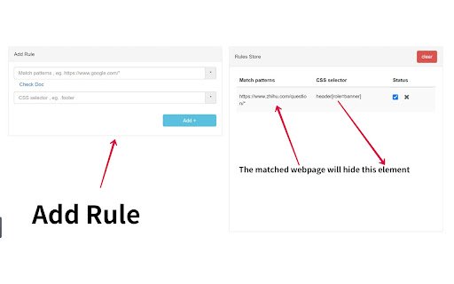 hide element  from Chrome web store to be run with OffiDocs Chromium online