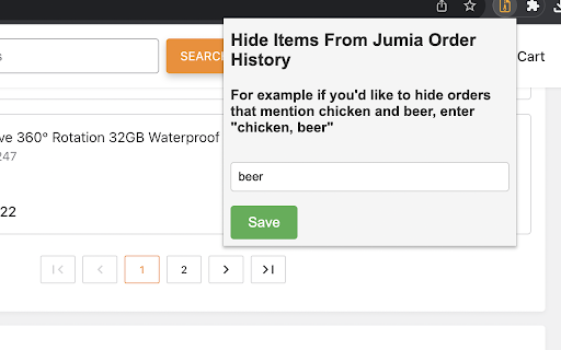 Hide Items From Jumia Order History  from Chrome web store to be run with OffiDocs Chromium online