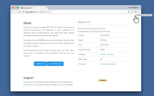 HideMe FreeVPN mula sa Chrome web store na tatakbo sa OffiDocs Chromium online