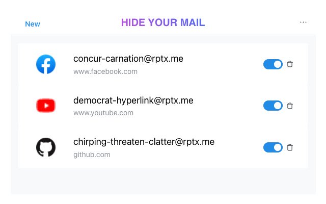 Hide my Mail!  from Chrome web store to be run with OffiDocs Chromium online