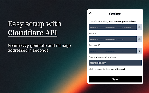 Hide My Mail  from Chrome web store to be run with OffiDocs Chromium online