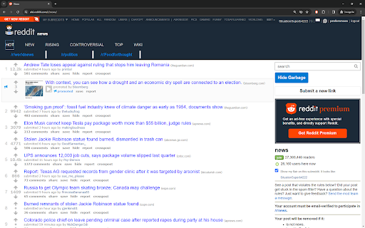 Hide Reddit Garbage  from Chrome web store to be run with OffiDocs Chromium online