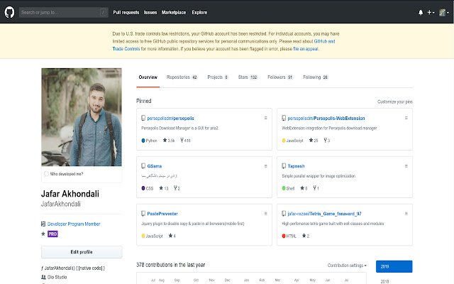 Hides restricted message of github  from Chrome web store to be run with OffiDocs Chromium online
