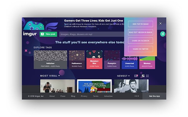 Hide Text in Image  from Chrome web store to be run with OffiDocs Chromium online