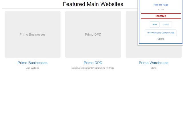Hide the Page  from Chrome web store to be run with OffiDocs Chromium online