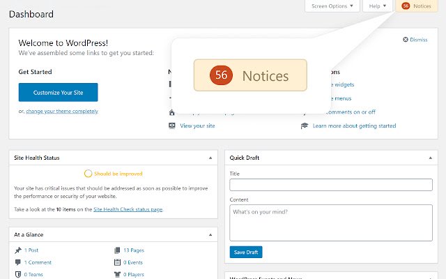 Hide WordPress Notices  from Chrome web store to be run with OffiDocs Chromium online