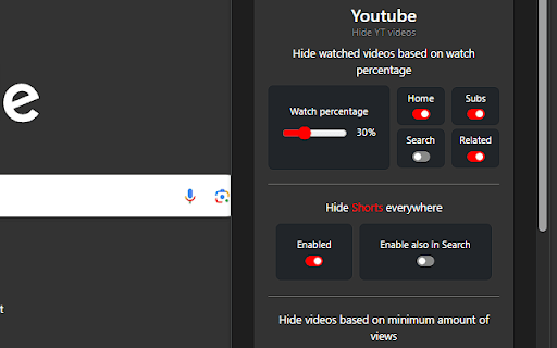 Hide Youtube watched videos, Shorts and low views  from Chrome web store to be run with OffiDocs Chromium online