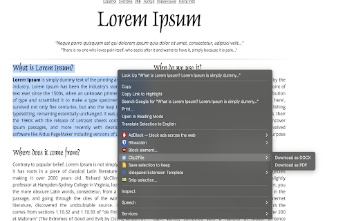 Highlight2File  from Chrome web store to be run with OffiDocs Chromium online