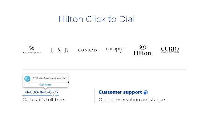 Hilton ResSmart Click to Dial de Chrome web store se ejecutará con OffiDocs Chromium en línea