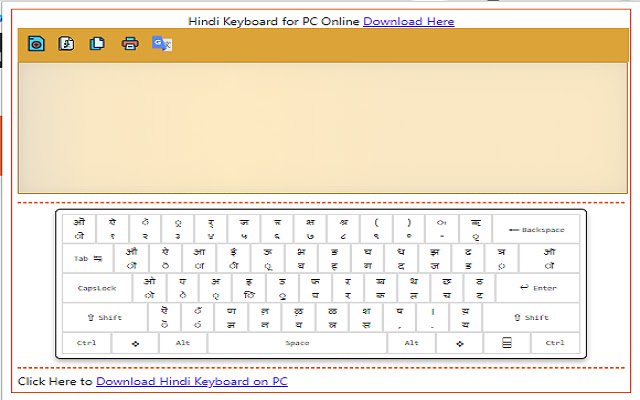 PC/ラップトップ用ヒンディー語キーボード Chrome Web ストアのオンライン キーボードを OffiDocs Chromium online で実行します