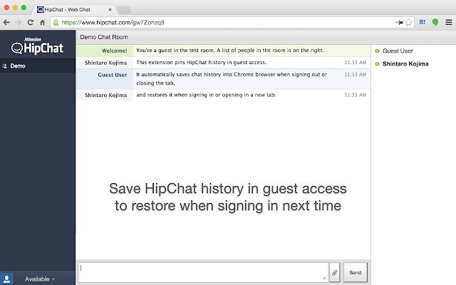 HipChat Pin จาก Chrome เว็บสโตร์เพื่อใช้งานร่วมกับ OffiDocs Chromium ออนไลน์