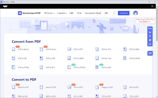 مبدل HiPDF از فروشگاه وب کروم برای اجرای آنلاین با OffiDocs Chromium