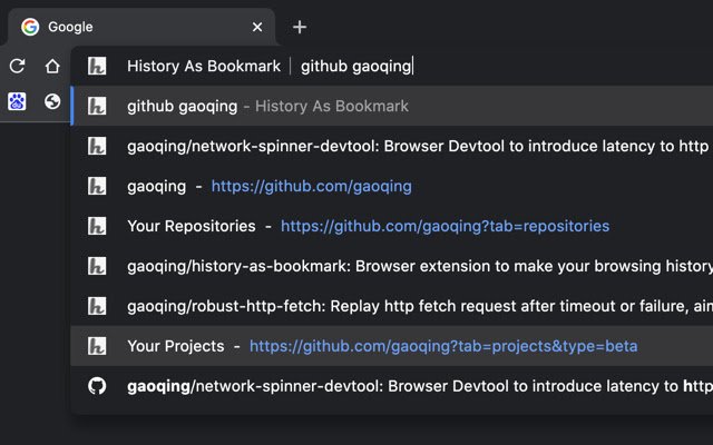 History As Bookmark  from Chrome web store to be run with OffiDocs Chromium online