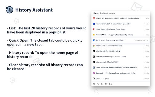 History Assistant  from Chrome web store to be run with OffiDocs Chromium online