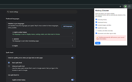 History Cleaner  from Chrome web store to be run with OffiDocs Chromium online