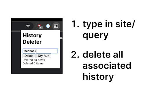History Deleter by Site  from Chrome web store to be run with OffiDocs Chromium online