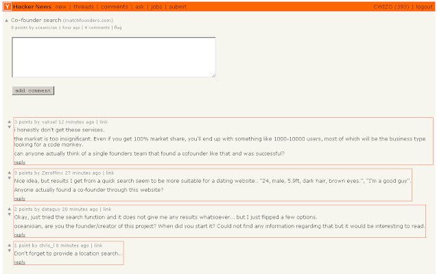 HN Unread Comments mula sa Chrome web store na tatakbo sa OffiDocs Chromium online