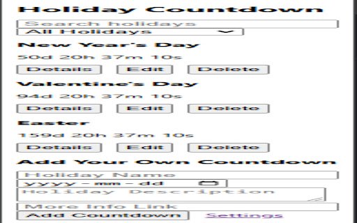 Holiday Countdown  from Chrome web store to be run with OffiDocs Chromium online
