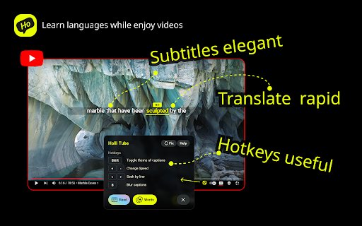HolliTube: YouTube Subtitles for English Learning and AI IELTS/Words Study  from Chrome web store to be run with OffiDocs Chromium online