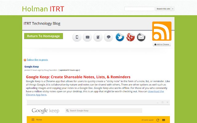Holman ITRT Blog  from Chrome web store to be run with OffiDocs Chromium online