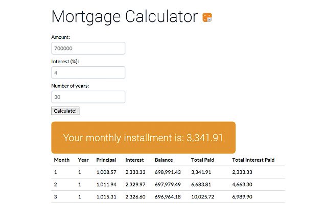 La calculadora de hipotecas para el hogar de la tienda web de Chrome se ejecutará con OffiDocs Chromium en línea