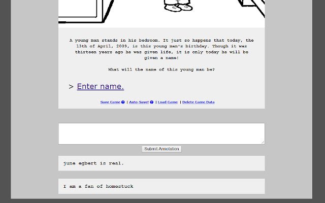 Homestuck-Anmerkungen aus dem Chrome-Webshop, die mit OffiDocs Chromium online ausgeführt werden sollen