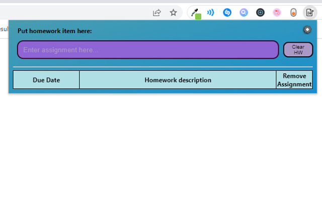 OffiDocs Chromiumオンラインで実行されるChrome Webストアの宿題トラッカーとリマインダー