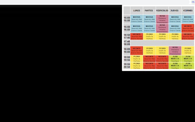 Horario 2DAW từ cửa hàng Chrome trực tuyến sẽ được chạy với OffiDocs Chrome trực tuyến