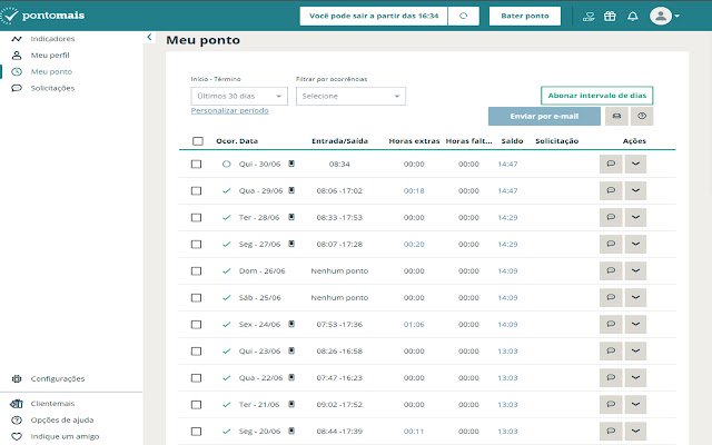 Horário de Saída Ponto Mais  from Chrome web store to be run with OffiDocs Chromium online