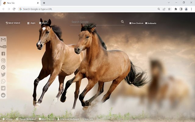 Paardenachtergrond van de Chrome-webwinkel om online met OffiDocs Chromium te worden uitgevoerd