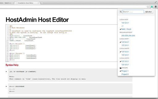 HostAdmin  from Chrome web store to be run with OffiDocs Chromium online