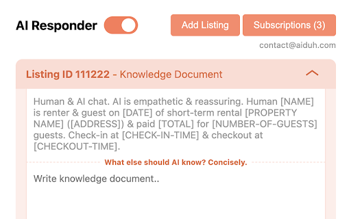 HostAway AI responder  from Chrome web store to be run with OffiDocs Chromium online