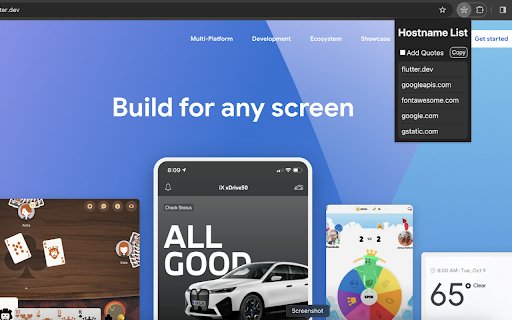 Hostname List  from Chrome web store to be run with OffiDocs Chromium online