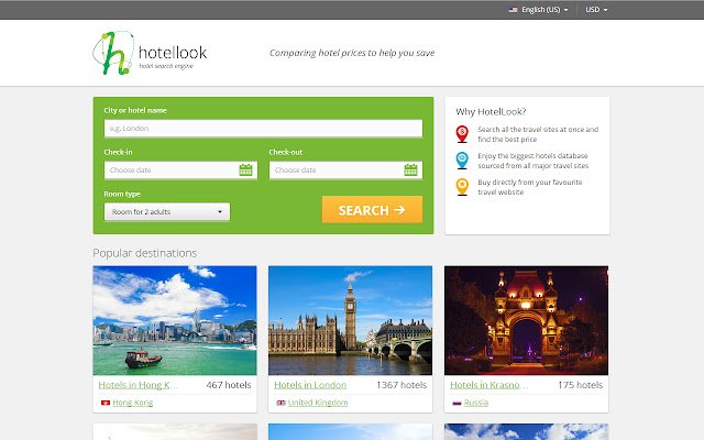 Hotellook.com は Chrome Web ストアのホテル料金を比較し、OffiDocs Chromium オンラインで実行します