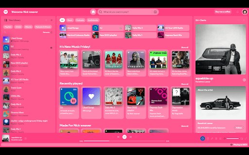 Hot Pink spotify  from Chrome web store to be run with OffiDocs Chromium online