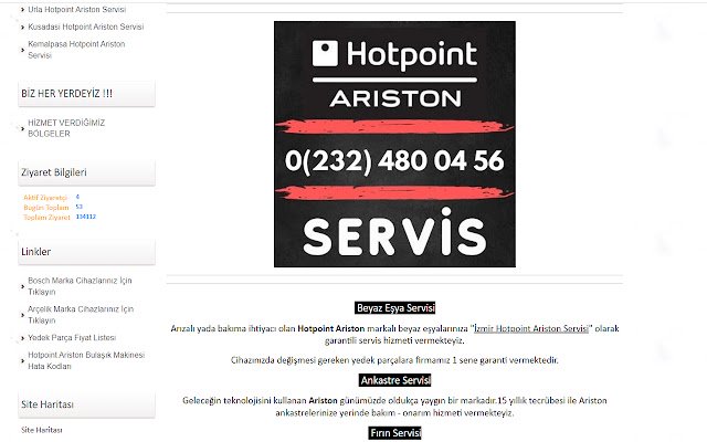 Hotpoint Ariston Yetkili Servis de la boutique en ligne Chrome sera exécuté avec OffiDocs Chromium en ligne