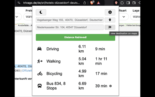 HowFar  from Chrome web store to be run with OffiDocs Chromium online